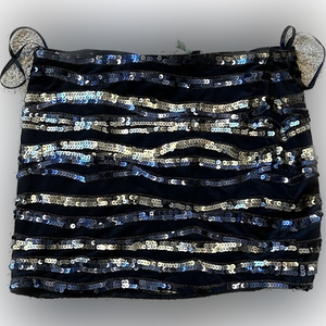 Women’s LaRox Luxe Black Silver Sequin Mini Skirt Size‎ Medium Festival EUC